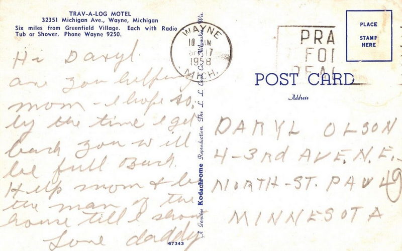 Travel Log Motel (Trav-A-Log Motel) - Old Postcard (newer photo)